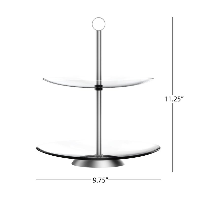 Chef Buddy Dessert Tower, 2-Tier Round Glass Display Stand - Image 2